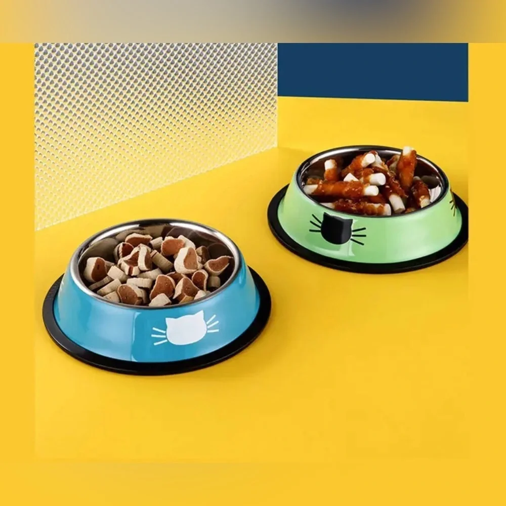 New Colorful Cute Stainless Steel Silicone Anti-slip Bowl for Dog & Cat